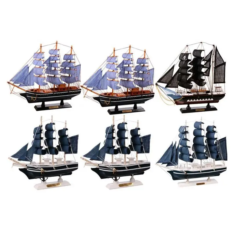 

Vintage Handicraft Mediterranean Sailboat Model Durable Innovative Pirate Ship Model Gift Sailboat Model Home Decoration