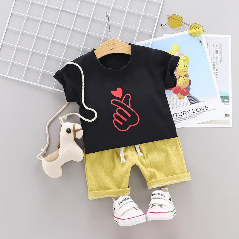 

Summer Children Baby Boys Girl Cotton Clothes Kids Cartoon Love Print T-shirt Shorts 2pcs/Set Toddler Fashion Clothing Tracksuit
