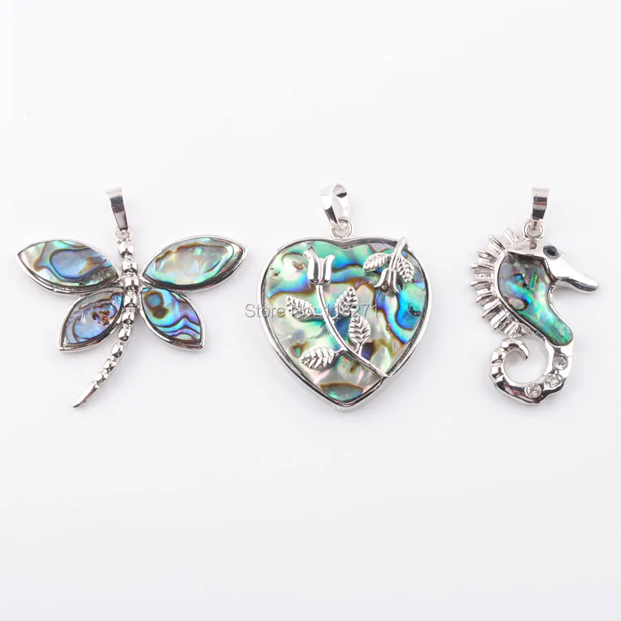 

WOJIAER Natural New Zealand Abalone Shell Gem Stone Beads Necklace Pendant Women Jewelry Chain 18 Inches PBN372B