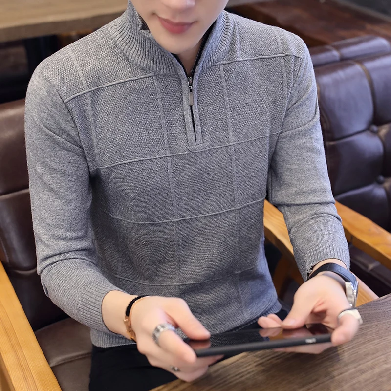 

2019 Men's Sweaters Autumn Winter Warm Cashmere Wool Zipper Pullover Sweaters Man Casual Knitwear Plus Size M-XXXL