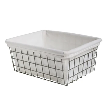 

1PC Storage Basket Lined Rectangular Wire Storage Organizer For Freezer Kitchen Cabinet Nursery