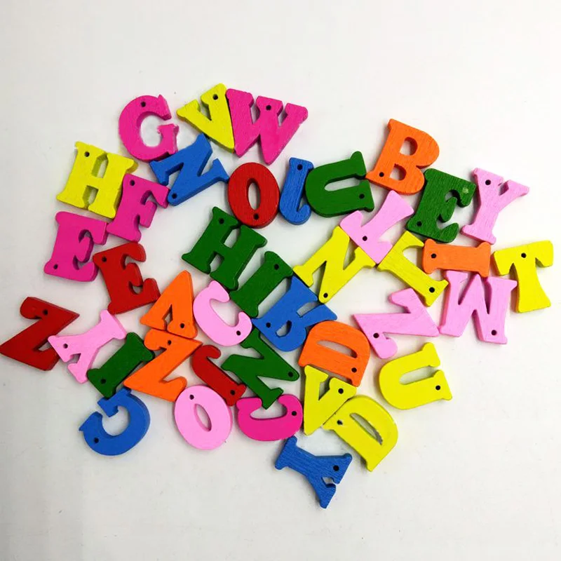 

2 Hole Clothes Handmade Button Decoration Sewing Accessories 15mm Card Making 100 Pcs Letters Button Wooden Button