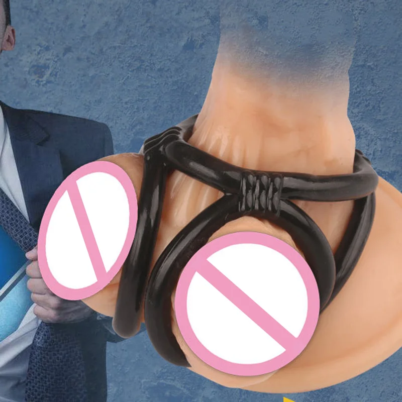 Новый мужской ошейник для пениса с 4 кольцами и блокировкой спермы мужские