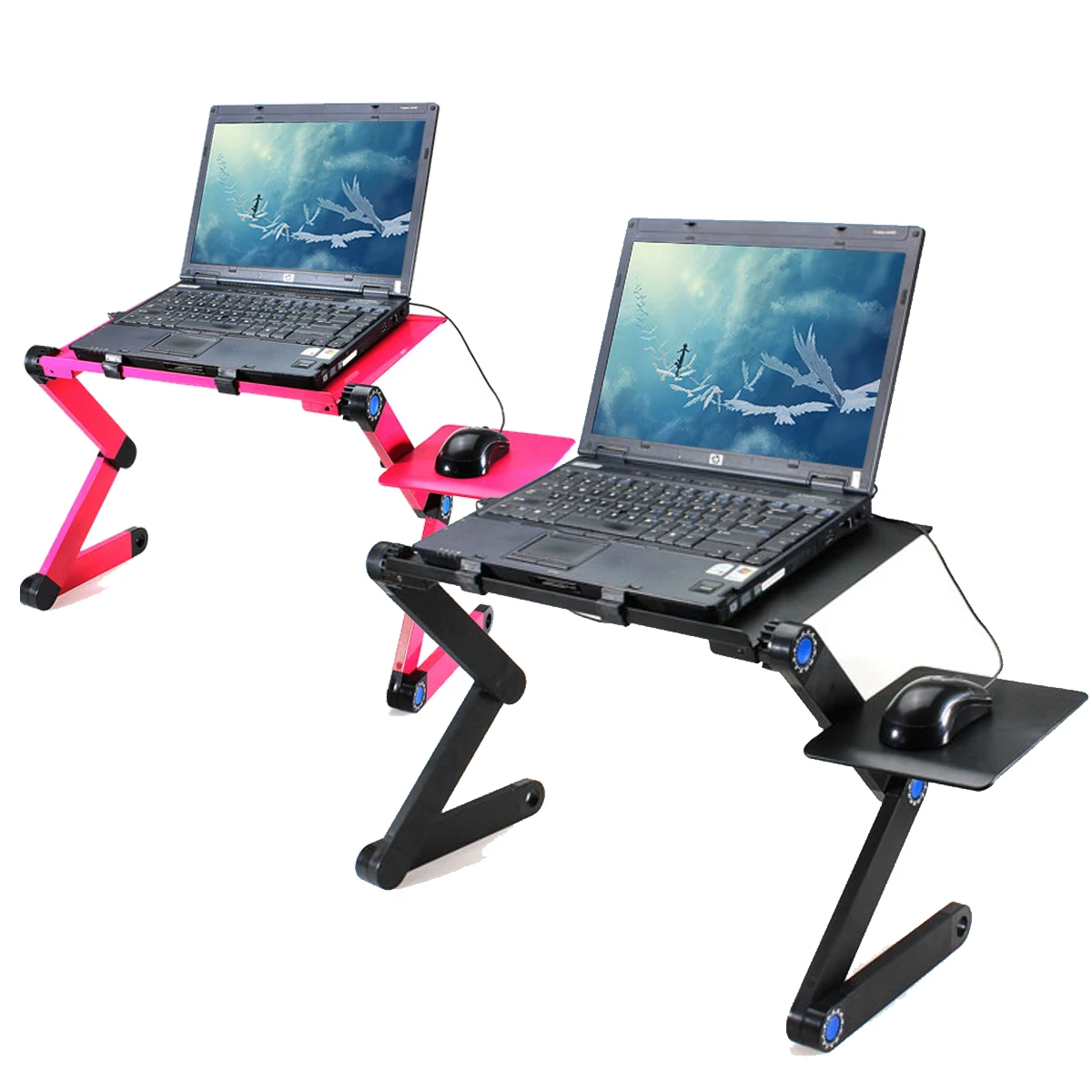 

Portable Laptop Desk Computer Table 2 Holes Cooling Laptop Stand 360 Folding Desk Holder with Mouse Pad Notebook Table for Bed