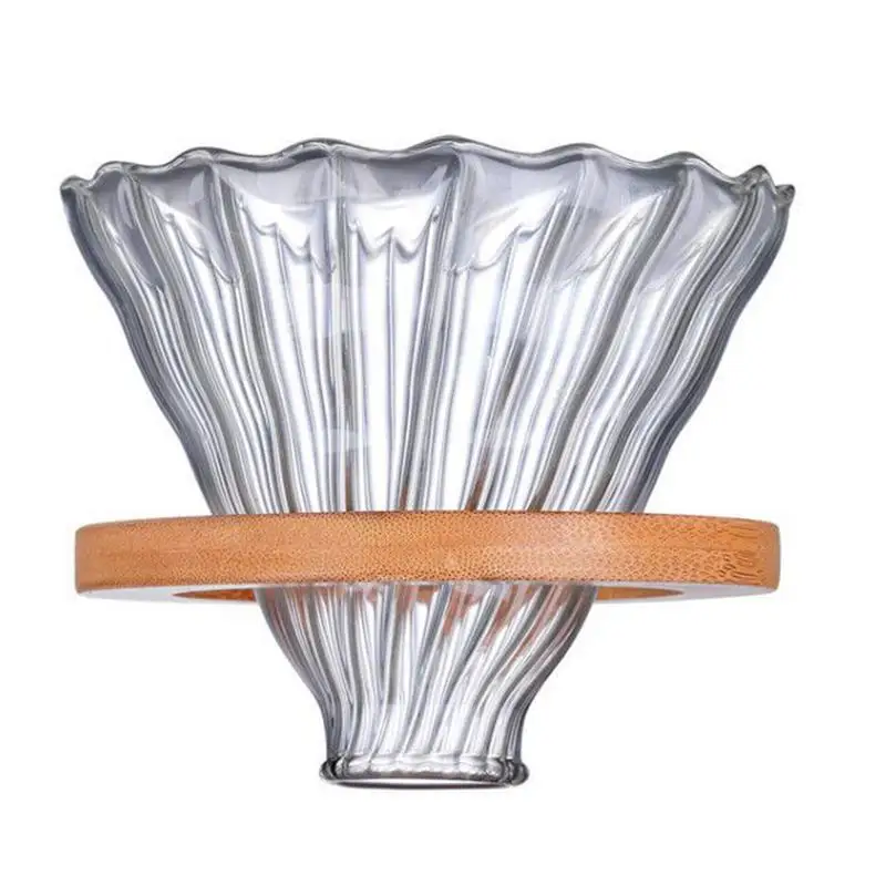 Koop Hoge Borosilicaatglas Hand Koffiepot Hittebestendig Houten Handvat Glas Koffie Pot Filter Brouwer