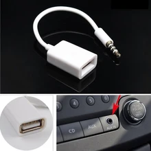 14,5 см белый Автомобильный MP3 3,5 мм Мужской аудиоразъем AUX к USB 2,0 Женский кабель Шнур для система навигации транспортного средства, автомобильный аудио