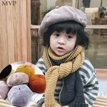 Шапка для мальчиков, Осенний мягкий берет для маленьких девочек 5 лет, 2 шапки, теплая Вельветовая детская однотонная зимняя шапка