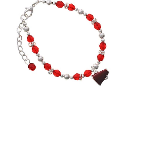 Silvertone Small Maroon Megaphone Red Beaded Bracelet |