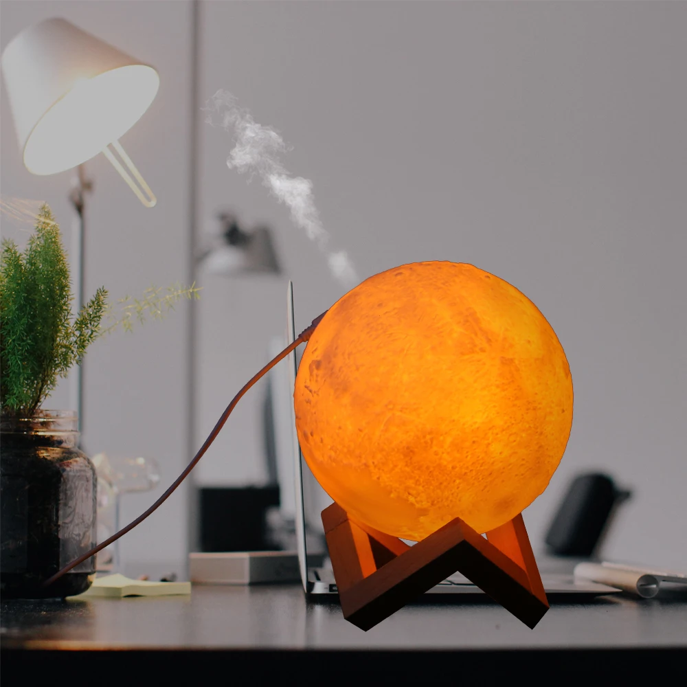 

880ml 3D Printing Moon Lamp Air Humidifier Purifier Night Light Mist Maker Aroma Essential Oil USB home Ultrasonic Humidifier