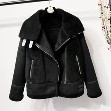 Jaqueta Feminina Inverno Jaqueta Feminina куртка-бомбер для женщин мото и байкерские карманы на молнии однотонный воротник с двойным лицом