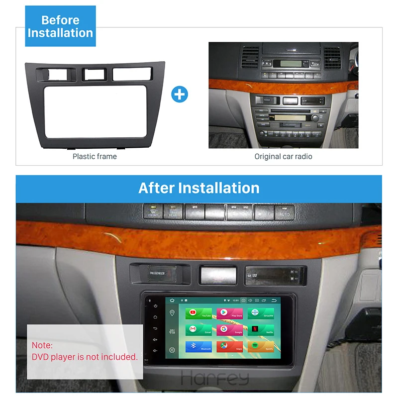 Harfey 2Din Car Fascia Autoradio Panel Audio Player Trim Install Frame InDash Mount Kit For Toyota Mark II 2005 Stereo 202*102mm |