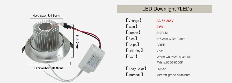 9 Вт 15 Вт 21 Вт AC85V-265V 110 В/220 В светодиодный потолочный светильник Встраиваемый светодиодный настенный Точечный светильник с светодиодный драйвером для домашнего освещения