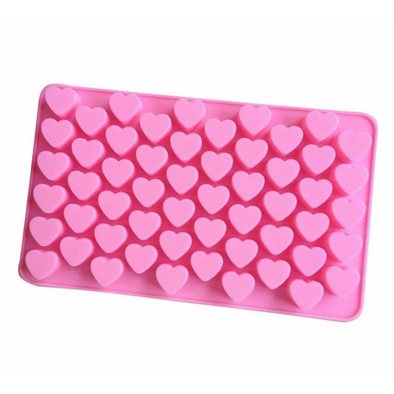 Kitchen Baking Tools 55 Holes Cute Heart Style Silicone Chocolate Mold Ice Candy Lolly Muffin Mould Valentine Gift Maker D0136