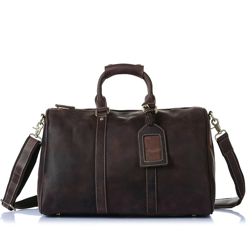 

New Men Bags For Travel Bags Hand Luggage Crazy Horse Genuine Leather Shoulder Bags For Men Casual Travel Men Bagpack Sac A Main