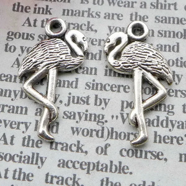 

150pcs Exquisite Flamingo bird charms pendants 24*14mm Antique silver bag accessories craft Jewelry earring bracelet necklace