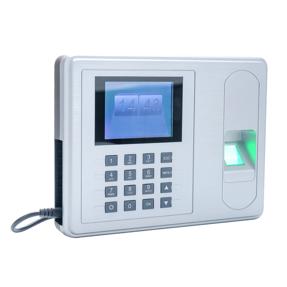Интеллектуальный биометрический отпечаток пальца машина для регистрации паролей работник проверки в рекордере 2,4 дюймов экран посещаемости времени