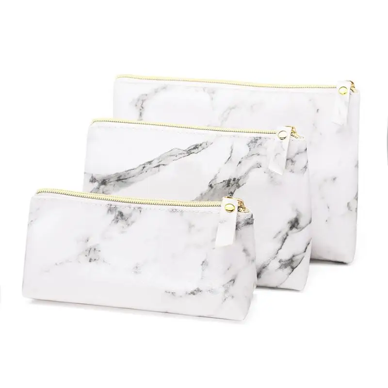 

White Marble Pattern PU Cosmetic Bag Stone Pattern Dumpling Bag Cosmetic Toiletries Daily Necessities Storage Bag Fast Delivery