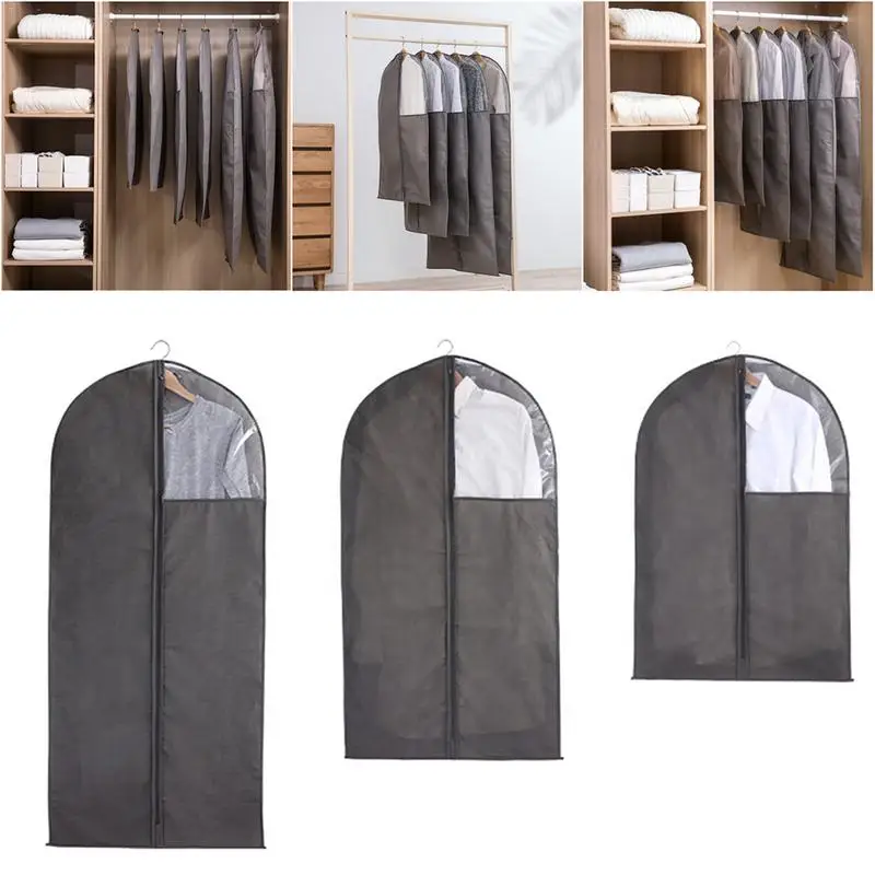 

Home Clothes Dust Cover with Zipper Storage Bag Garment Costume Protector Suit Case Home Organizer Non-woven Craft