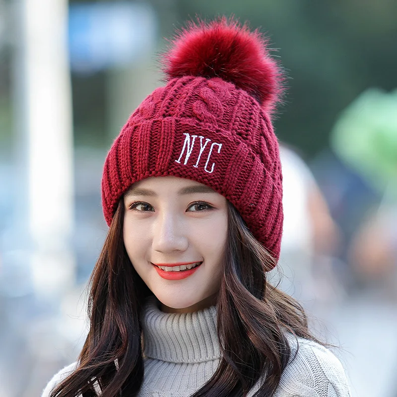 1pcs Womens knitting hats Caps 2018 Winter Fashion knit Pure color