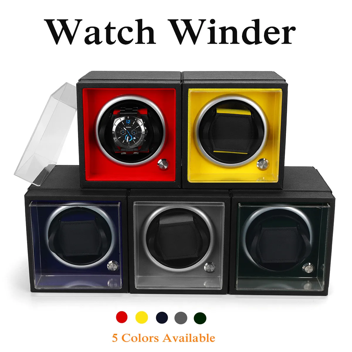 

PU Leather Modular Auto Silent Mechanical Wrist Watch Winder Box Storage Case US Plug Colors Flannel Acrylic 110V-240V Quiet