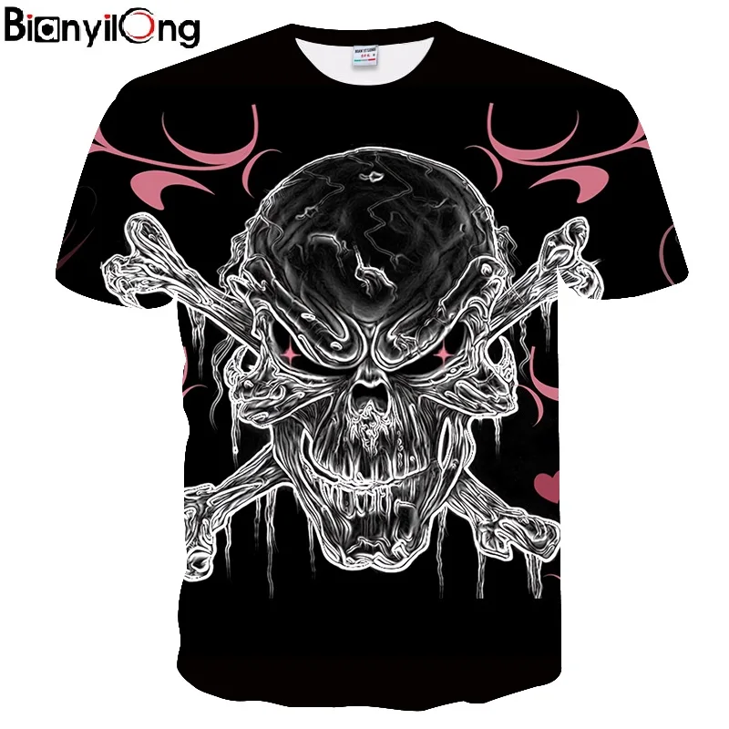 BIANYILONG 2018 new Skull&PINK 3D Printed t shirt Men Women tshirts Summer Funny Casual Short Sleeve O-neck Tops&Tees Drop Ship BIANYILONG 2018 new Skull&PINK 3D Printed t shirt Men Women tshirts Summer Funny Casual Short Sleeve O-neck Tops&Tees Drop Ship