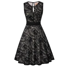 Mulheres Sexy vestidos Sem Mangas Com Decote Em V Keyhole Design Floral vestido de Renda Vestido de Balanço