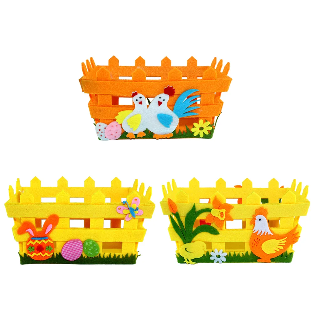 

1pc Easter Basket Decorative Nonwoven Fabric Square Craft Ornaments Basket Gift for Easter Party Home Decoration