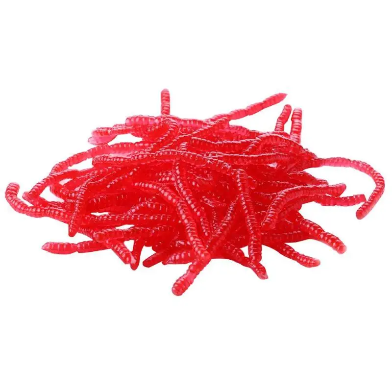 

1 Bag 3cm Red Earthworm Maggot Soft Plastic Fishing Lure Artficial Bait Bionic Red Worm Fishy smell for Fishing Lure Set