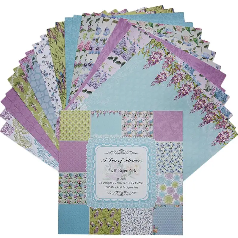 

24PCS Floral Folding Paper DIY Album Scrapbooking Planner Card Making Background Paper 6 Inch Single-Sided Printing Paper #CO