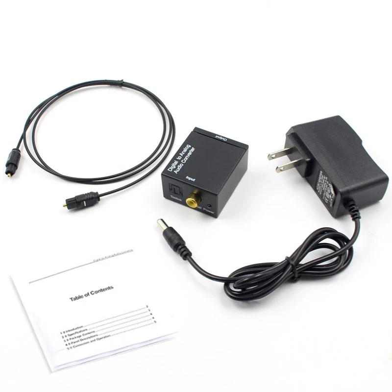 Цифровой оптический Toslink или SPDIF коаксиальный аналоговый L/R RCA аудио конвертер
