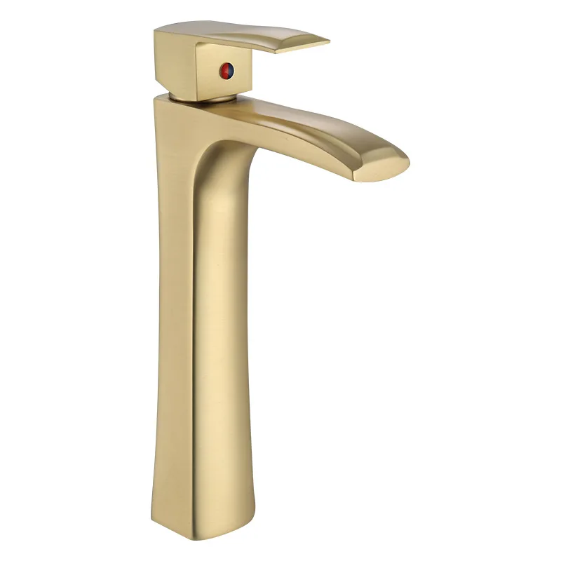 

Dofaso vintage luxury basin faucet Brushed Gold Simple Hot/Cold Faucet Bathroom Ark Wash Basin Thick Copper Leading mixer taps