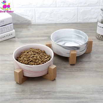 Wooden Rack Ceramic Single Bowl