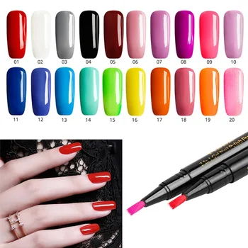

5pcs/set Convenient 20 Colors Gel Nail Varnish Pen Newest Glitter Primer Top Base Coat Nail Polish Dawdler UV Nail Art