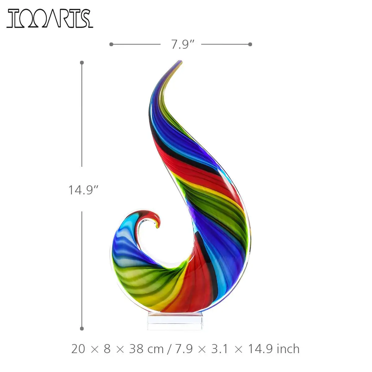 Радужная стеклянная скульптура ручной выдувное стекло художественный стиль Статуэтка абстрактная стеклянная скульптура украшение дома аксессуары для гостиной