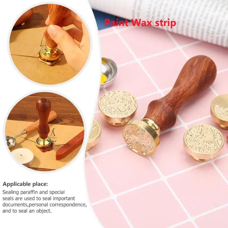Invitations Greetings Wood Handle Brass Seal Wax Stamp Gift World Map View Metal