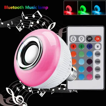 

lampada bluetooth musical new year gift wireless led bulb e27 rgb with speaker globo de luz de festa play bulbs intelligent mu