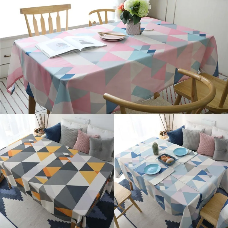 

Nordic Geometric Triangle Printed Tablecloth Rectangular Waterproof Tablecloth Cotton Polyester Dining Table Cover Decor Textile