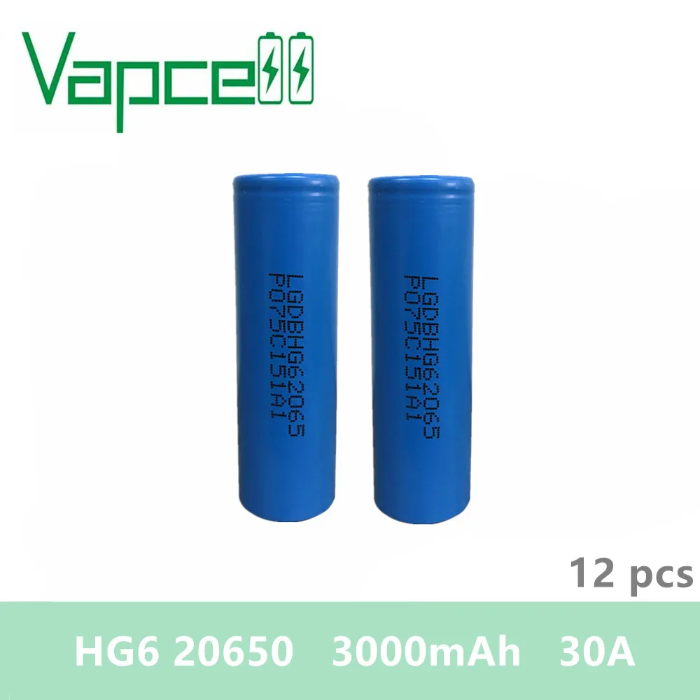 12 шт. VAPCELL 20650 3000 мАч 30 А литиевая аккумуляторная батарея HG6 Фирменная литий ионные