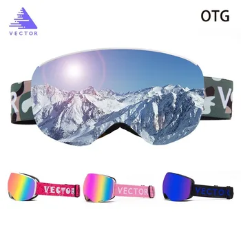 

OTG Children Ski Goggles UV400 Snow Glasses Anti-fog Snowboard Spherical Lenses Sunglasses Motocross Children Boy Girl Kids