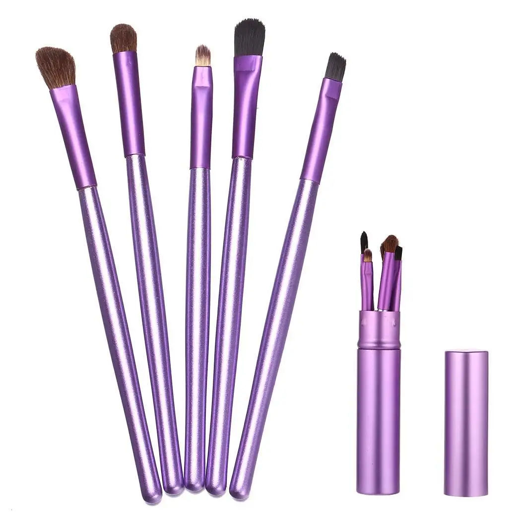 

5 color 5pcs Portable Professional Synthetic Hair Eyeshadow Eyeliner Makeup Brushes Wooden Set Cosmetic Tool
