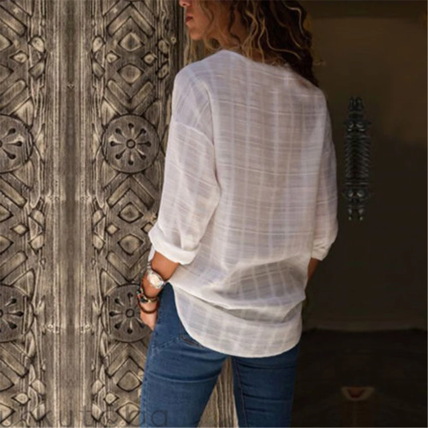 

Womens Long Sleeve Casual Tops Blouses women white shirt