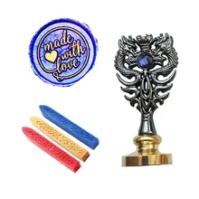 Подпись индивидуальная восковая печать комплект печатей Сделано с любовью металлический Дракон ручка Винтаж Свадебные приглашения(дракон черный