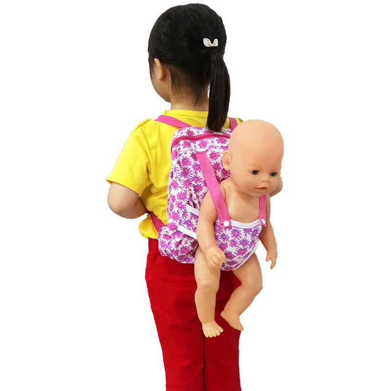 

18inch 45cm Dolls Carry Bag Pink Flower Doll Accessory Gift Dolls Bag Outgoing Packs Outdoor Carrying Backpack Children Toys