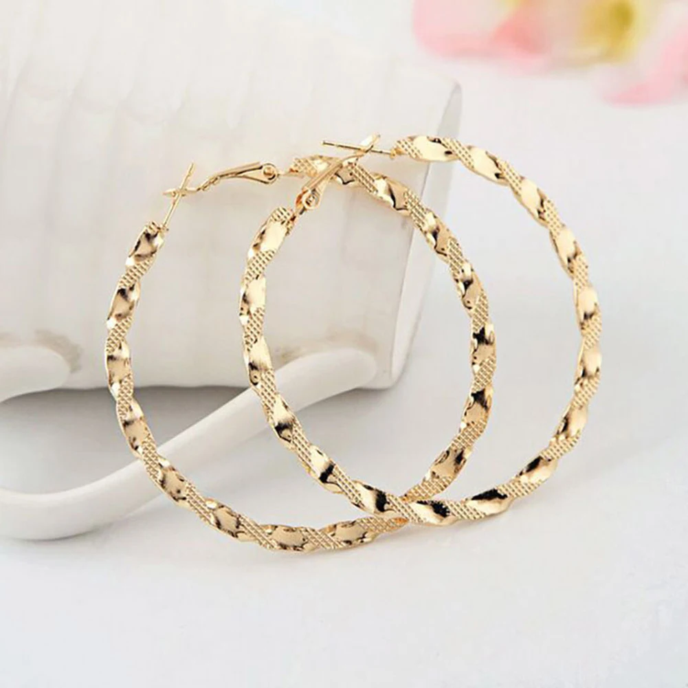 

Women's Gold/Silver Plated Stainless Steel Big Circle Loop Big Hoop Dangle Circle Earrings for Women Girl's Jewelry