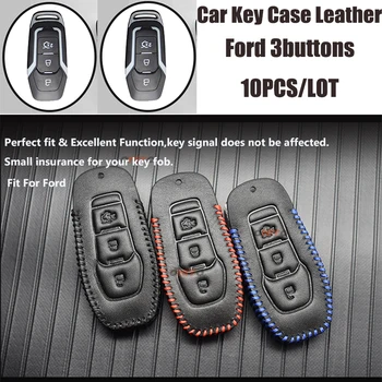 

10pcs/lot For Ford Taurus Car Accessories 3Buttons Remote holder Case leather Car Key Fob Cover bag Car-styling car key cover