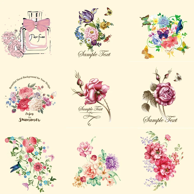 

Washable A-level Flower T-shirt Clothes Patches Clothes Decoration Heat Transfer Iron-on DIY Accessory Dresses Patch