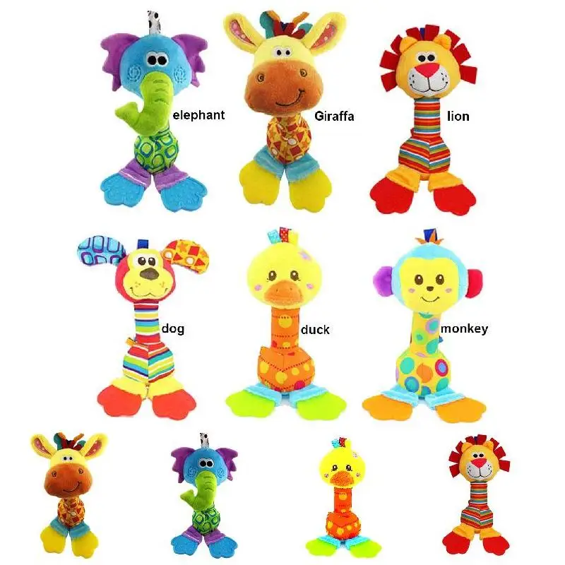 

Fashion Children Plush Toys Colorful Animal Shape Lovely Appease Dolls Rattles Grasping Toy For 0-3 Years Baby Kids Gift YJS Dro