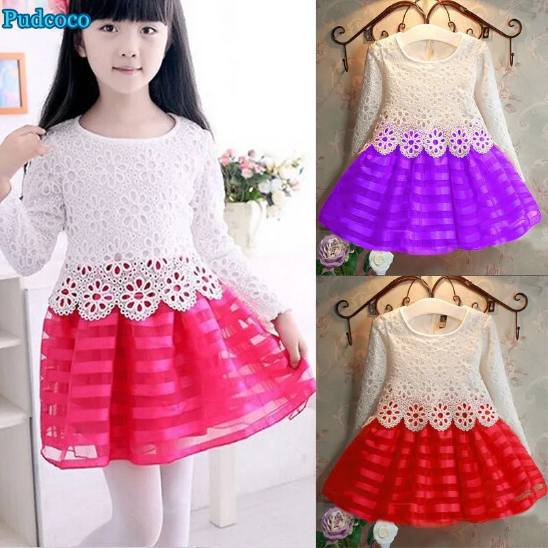 

Pudcoco 2019 Brand New Infant Kids Girls Crochet Lace Wedding Birthday Party Tulle Tutu Princess Dress