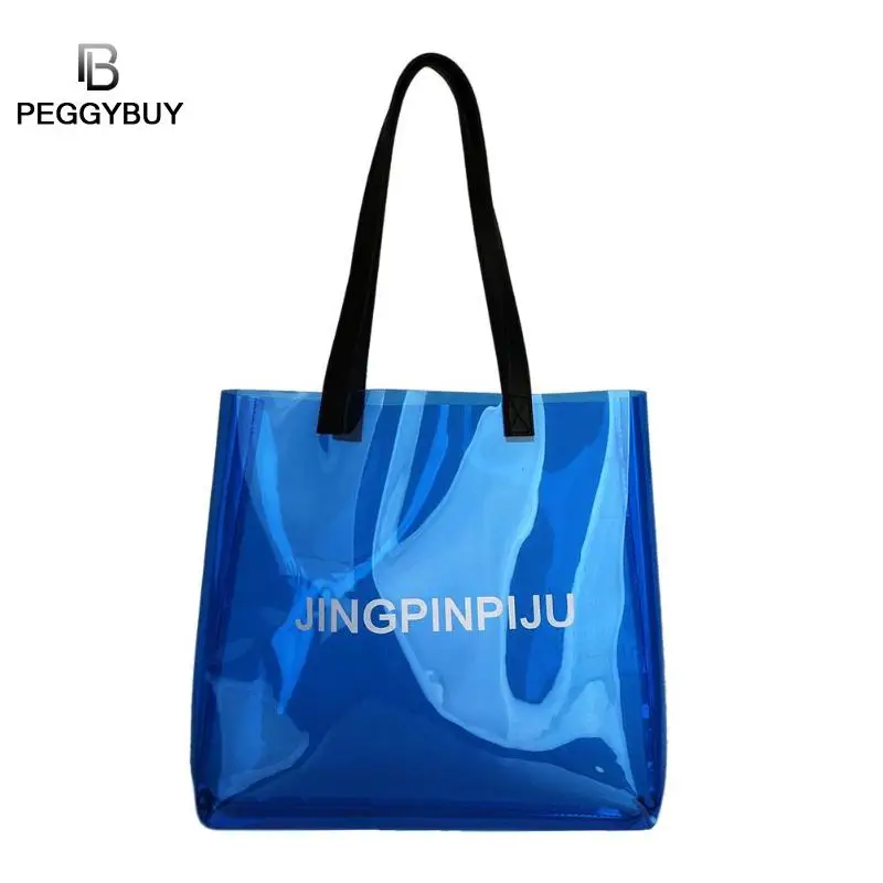 

Transparent Beach Shoulder Handbags Women Large Capacity Candy Color Totes Bolso femenino 2019 New Bolso femenino