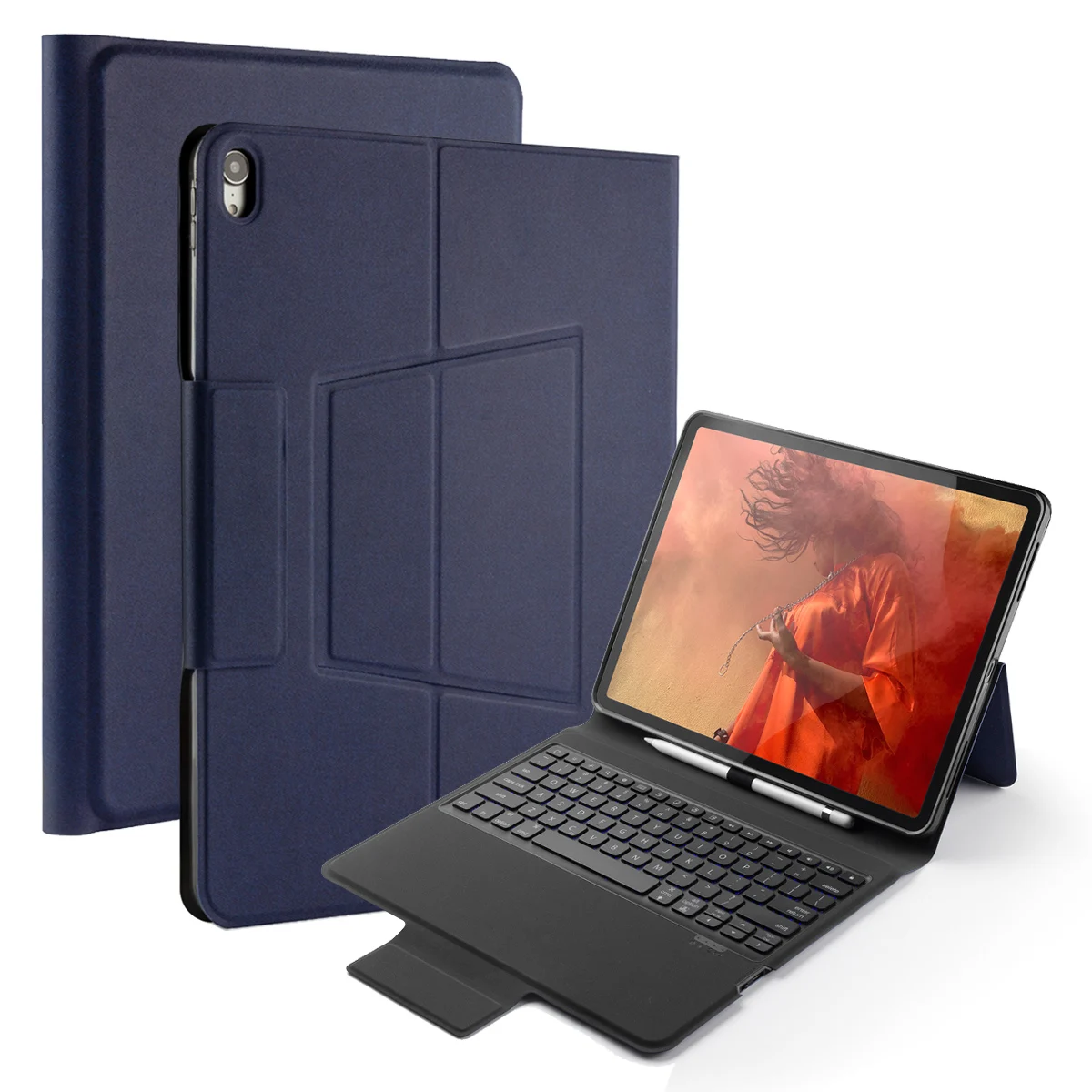 

For New iPad Pro 12.9 Inch 2018 Case 7 Color Backlight US Keyboard Cover For iPad Pro 12.9 2018 Leather Case Stand Pen Holder